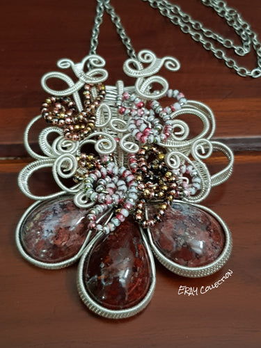 Moss Agate Triple Pendant